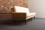 Danish Modern Four Seat Long Sofa in Teak and Two-Tone Bouclé - Image 4