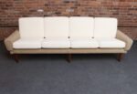 Danish Modern Four Seat Long Sofa in Teak and Two-Tone Bouclé - Image 5