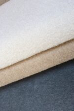 Danish Modern Curved Sofa in Teak and Two-Tone Bouclé by Selig - Image 16