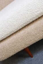 Danish Modern Curved Sofa in Teak and Two-Tone Bouclé by Selig - Image 14