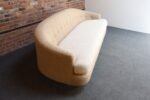 Danish Modern Curved Sofa in Teak and Two-Tone Bouclé by Selig - Image 4