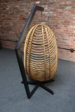 Vintage Bamboo and Rattan Hanging Parrot Chair with Cantilever Steel Frame - Image 14