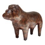 Vintage Leather Bulldog Footstool by Dimitri Omersa for Abercrombie and Fitch