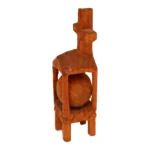 Folk Art Hand-Carved Devotional "Ball in Cage" Whimsy Sculpture with Holy Cross