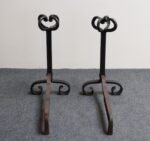 Pair of Tall Arts and Crafts Hand Forged Iron Fireplace Andirons - Image 11