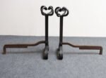 Pair of Tall Arts and Crafts Hand Forged Iron Fireplace Andirons - Image 4