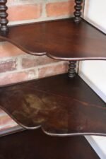 Antique French Six-Tier Stained Mahogany Spool Form Corner Shelf / Etagere - Image 22