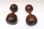 Pair of Vintage Primitive Oversized Carved Wooden Hand Weights/Dumbbells - Image 5