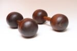 Pair of Vintage Primitive Oversized Carved Wooden Hand Weights/Dumbbells - Image 3