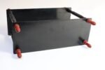 Vintage Diminutive Black Lacquered Table or Wall Shelf with Carved Red Finials - Image 9