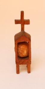 Folk Art Hand-Carved Devotional "Ball in Cage" Whimsy Sculpture with Holy Cross - Image 3