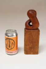 Small Vintage Handcarved Modernist Organic Form Wooden Sculpture on Base Signed - Image 7