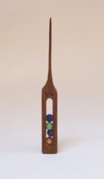 Folk Art Hand-Carved Whimsy "Ball in Cage" Letter Opener with Glass Marbles - Image 7