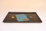 Large Mid-Century Black Resin Tray with Inlaid Sailboats and Lighthouse Motif - Image 2