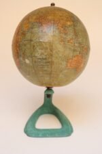 Art Deco Hammonds Six Inch Terrestrial World Globe on Verdigris Cast Metal Base - Image 5