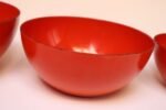 Set of Five Finnish Modern Red Enamel Nesting Bowls by Kaj Franck for Finel - Image 12