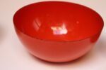 Set of Five Finnish Modern Red Enamel Nesting Bowls by Kaj Franck for Finel - Image 11