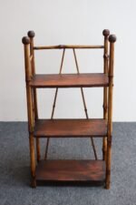 Diminutive Antique Aesthestic Movement Bamboo Three Tier Shelf Etagere Bookcase - Image 3