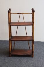 Diminutive Antique Aesthestic Movement Bamboo Three Tier Shelf Etagere Bookcase - Image 5
