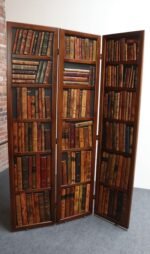 Vintage Italian Trompe L'oeil Leather Book Library Folding Screen by Sarreid - Image 29
