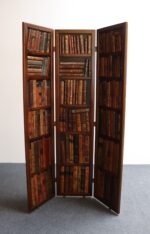 Vintage Italian Trompe L'oeil Leather Book Library Folding Screen by Sarreid - Image 8