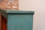 American Folk Art Painted Pine Teal Bookcase on Casters with Removable Shelves - Image 18