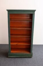 American Folk Art Painted Pine Teal Bookcase on Casters with Removable Shelves - Image 2