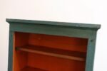 American Folk Art Painted Pine Teal Bookcase on Casters with Removable Shelves - Image 21