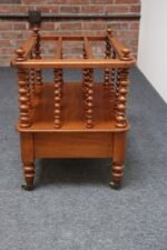 Vintage Victorian Figured Walnut Canterbury Magazine Rack on Casters with Drawer - Image 5