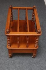 Vintage Victorian Figured Walnut Canterbury Magazine Rack on Casters with Drawer - Image 6