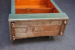 American Folk Art Painted Pine Teal Bookcase on Casters with Removable Shelves - Image 25
