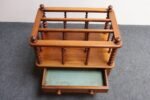 Vintage Victorian Figured Walnut Canterbury Magazine Rack on Casters with Drawer - Image 13