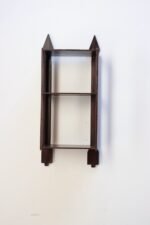 Vintage Folk Art Hand Carved and Stained Walnut Wall Shelf with Arrows Motif - Image 3