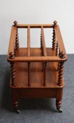 Vintage Victorian Figured Walnut Canterbury Magazine Rack on Casters with Drawer - Image 11