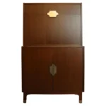 Vintage Italian Modernist Mahogany and Brass Bar Cabinet by Longato Arredamenti