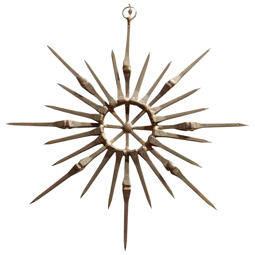 1 Vintage Brutalist Mixed Metal Horseshoe Nail Starburst Wall Sculpture Ornament - Image 1