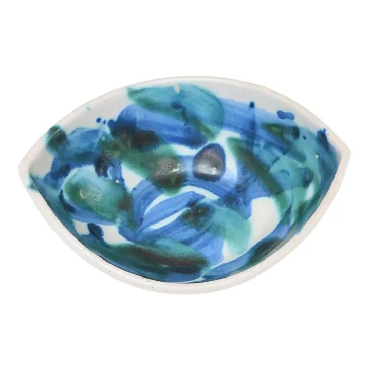 1 Petite Mid-Century Modern Canoe-Form Ceramic Bowl With Abstract Pattern by Andersen Design - Image 1