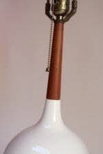 Pair of Vintage Orb Vasiform White Porcelain Ceramic and Walnut Table Lamps - Image 11
