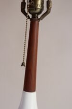 Pair of Vintage Orb Vasiform White Porcelain Ceramic and Walnut Table Lamps - Image 12