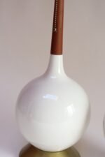 Pair of Vintage Orb Vasiform White Porcelain Ceramic and Walnut Table Lamps - Image 20