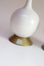 Pair of Vintage Orb Vasiform White Porcelain Ceramic and Walnut Table Lamps - Image 21