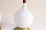 Pair of Vintage Orb Vasiform White Porcelain Ceramic and Walnut Table Lamps - Image 18
