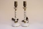 Pair of Vintage Stacked Bobbin Form Porcelain and Brass Boudoir / Bedside Lamps - Image 2