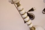 Pair of Vintage Stacked Bobbin Form Porcelain and Brass Boudoir / Bedside Lamps - Image 14