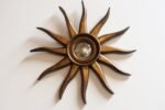 Vintage Giltwood Sunburst Soleil Convex Wall Mirror - Image 3