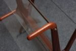 Vintage Italian Modern Sculptural Walnut, Brass and Glass Magazine Rack / Stand - Image 11