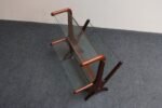 Vintage Italian Modern Sculptural Walnut, Brass and Glass Magazine Rack / Stand - Image 2