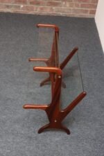 Vintage Italian Modern Sculptural Walnut, Brass and Glass Magazine Rack / Stand - Image 7