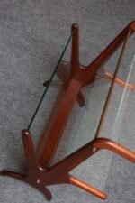 Vintage Italian Modern Sculptural Walnut, Brass and Glass Magazine Rack / Stand - Image 10