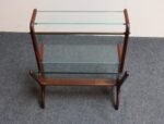 Vintage Italian Modern Sculptural Walnut, Brass and Glass Magazine Rack / Stand - Image 5